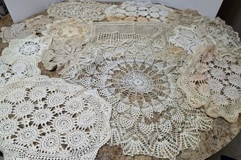 Collection Of Vintage, Handmade Crochet Lace Doilies
