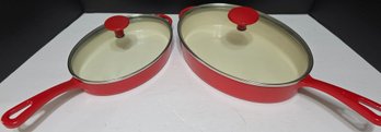 Technique Enameled Cast Iron Skillet Sets In Red