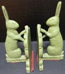 Pair Of Cast Iron Bunny Rabbit Bookends