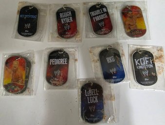 Collectible Topps WWE Dog Tags Featuring Various Superstars