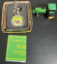 John Deer Pocket Watch & Tiny Tractor - Watch Untested