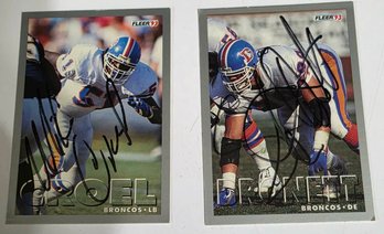 Pair Of Autographed Denver Bronco Cards