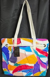 Colorful Leather Patchwork Tote Handbag By La Covina - Unopened