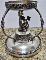 Vintage Silver-plated Pedestal Stand, Centerpiece Base Designed To Hold A Glass Vase Or Bowl