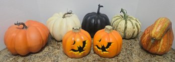 Set Of Assorted Artificial Halloween Decorative Pumpkins