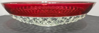 Vintage Indiana Glass Large Bowl Featuring The 'Diamond Point' Pattern