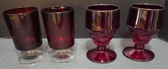 Vintage  Anchor Hocking Royal Ruby Red Goblets & VTG Pair Wine Glasses Luminarc Cavalier Ruby Red 4