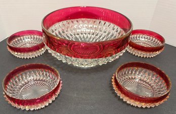 Appears To Be A Vintage Indiana Glass 9-piece 'Diamond Point' Bowl Set