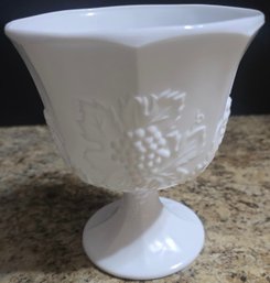 Appears To Be Vintage Indiana Glass Company Colony Harvest Pattern Milk Glass Compote Or Pedestal Bowl
