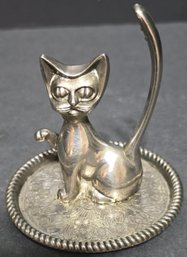 Vintage Silver-plated Cat Ring Holder
