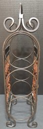 Vintage Metal Wine Rack With Salmon Beads - Holds 3 Bottles