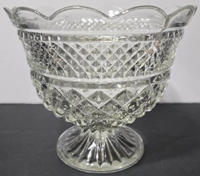 Anchor Hocking Wexford Clear Pressed Glass Footed Compote Bowl