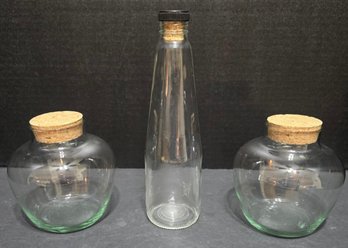 3 Glass Corked Jars/bottles