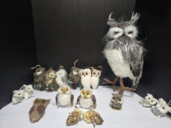 Collection Of Various Decorative Owl Figurines And Ornaments