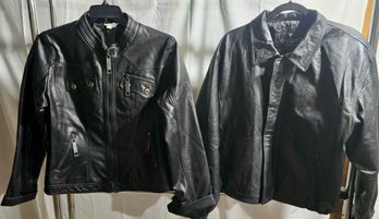 2 Leather Coats. A Woman's Faux Leather Size XL And A Leather Size Large
