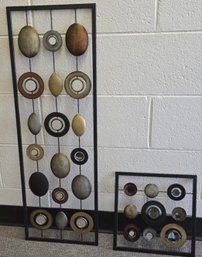 Set Of Two Rectangular, Multi-color Abstract Metal Wall Art Panels