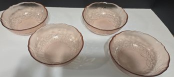 Set Of Arcoroc France Rosaline Pink Glass Bowls