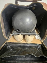 Vintage Brunswick Black Beauty Bowling Ball, Bag And Shoes