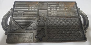 Vintage John Wright Double-sided Cast Iron Mold For Baking Gingerbread Houses