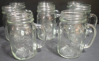 Set Of Golden Harvest Glass Drinking Jars With Handles