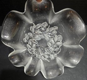 Vtg 80s Mikasa Bianca Rosella Fluted Crystal Hostess Bowl Walther Glass Germany