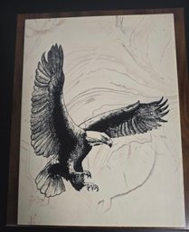 Bald Eagle On Stone And Wood Frame