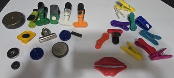 Group Of Magnets, Clips And Clips With Magnets.