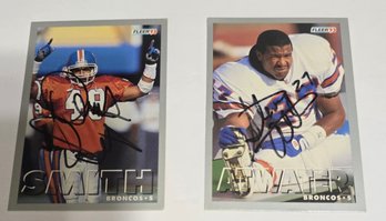 Denver Bronco Atwater & Smith Signed Football Cards