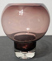 Vintage Amethyst Sphere Vase, Clear Captured Bubble Base