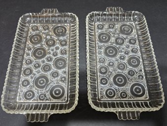 Anchor Hocking Colonial Lady Clear Glass Snack Or Serving Trays - Trays Only