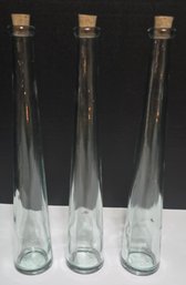 THICK HEAVY TALL SLENDER CORKED CLEAR GLASS BOTTLE