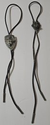 Unbranded Metal And Black Braided Leather Bolo Ties With Wolf And Arrowhead Designs
