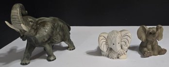 3 Small Elephant Figurines