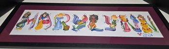Framed Custom, Hand-painted Letter Brush Art Piece Spelling The Name 'MARYLYNN'