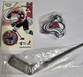 Collection Of Vintage Colorado Avalanche Sports Memorabilia From The Late 1990s And Early 2000s