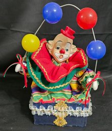 Vintage Porcelain Clown Music Box - Works