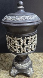 Decorative Lidded Urn Or Jar With Carved Accents