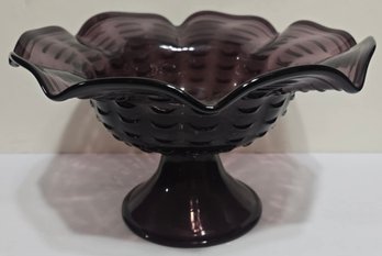 Vintage Amethyst Glass Pedestal Compote