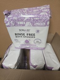 4 Packs Scrubzz Rinse-Free Bath Sponges With Lavender Scent - Unused
