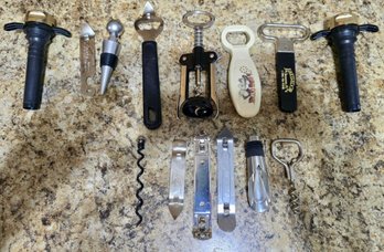 Collection Of Various Corkscrews And Bottle Openers