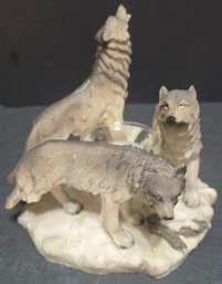 Wolf Figurine Votive Candle Holder