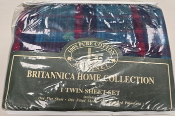 Britannica Home Collection Twin Sheet Set Made From 100% Cotton Flannel - Unopened