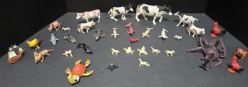 Group Of Vintage Miniature Plastic Animal Figures,  From Various Manufacturers