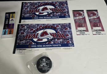 Collection Of Colorado Avalanche Memorabilia, Including 1995-1996 Season Tickets And 2001 Stanley Cup Items