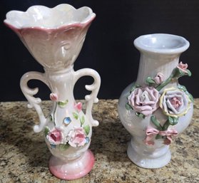 Vintage Capodimonte-style Porcelain Vases