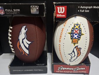 Two Denver Broncos Super Bowl Collectible Footballs