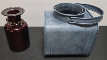 Metal Lantern Candle Holders In A Distressed Blue Finish