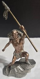 Vintage 1990 Masterworks Fine Pewter Figurine Titled Proud Warrior By Artist Peter C. Sedlow