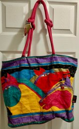 Laurel Burch Wild Horses Of Fire Cotton Canvas Tote Bag