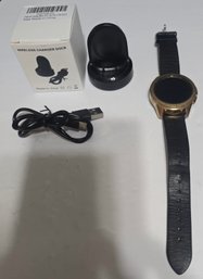 Samsung Galaxy Watch (42mm) In Rose Gold With A Black Leather Band
